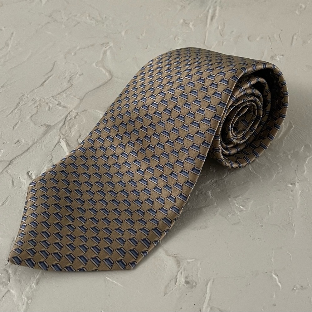 *Countess Mara Men's Silk Tan & Blue Necktie